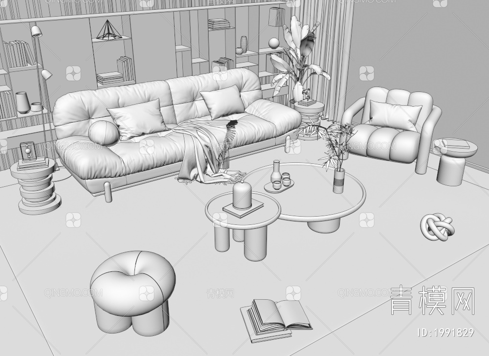 Minotti沙发茶几组合3D模型下载【ID:1991829】