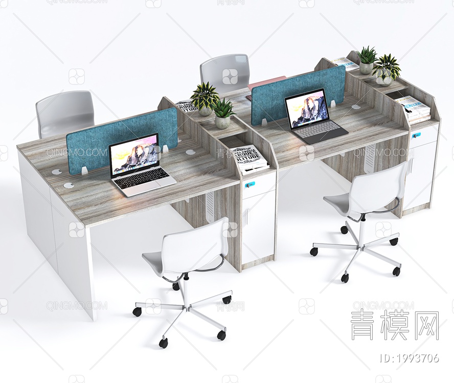 办公桌椅，办公桌，办公椅，工位，员工位3D模型下载【ID:1993706】