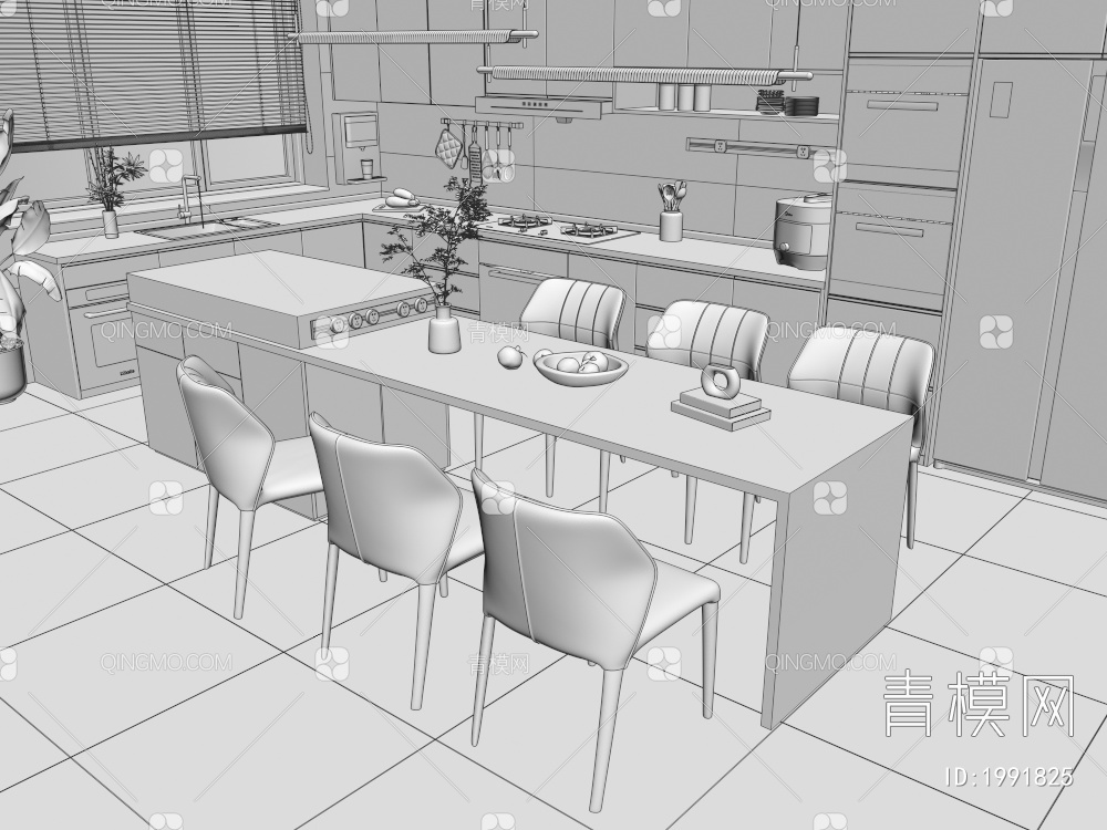 开放式厨房3D模型下载【ID:1991825】