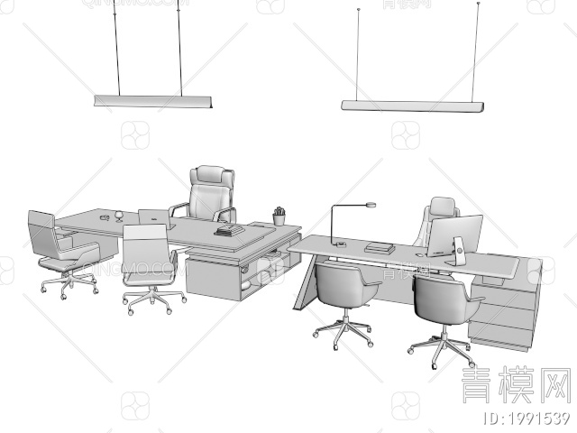 经理办公桌椅3D模型下载【ID:1991539】