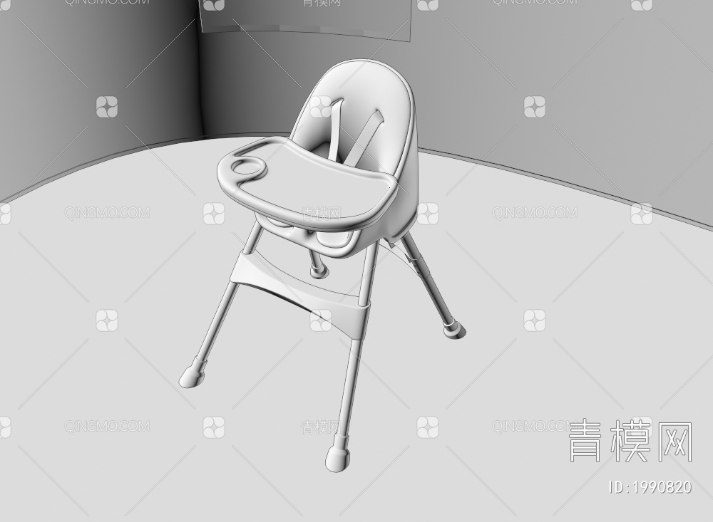 儿童椅，宝宝椅，餐椅3D模型下载【ID:1990820】