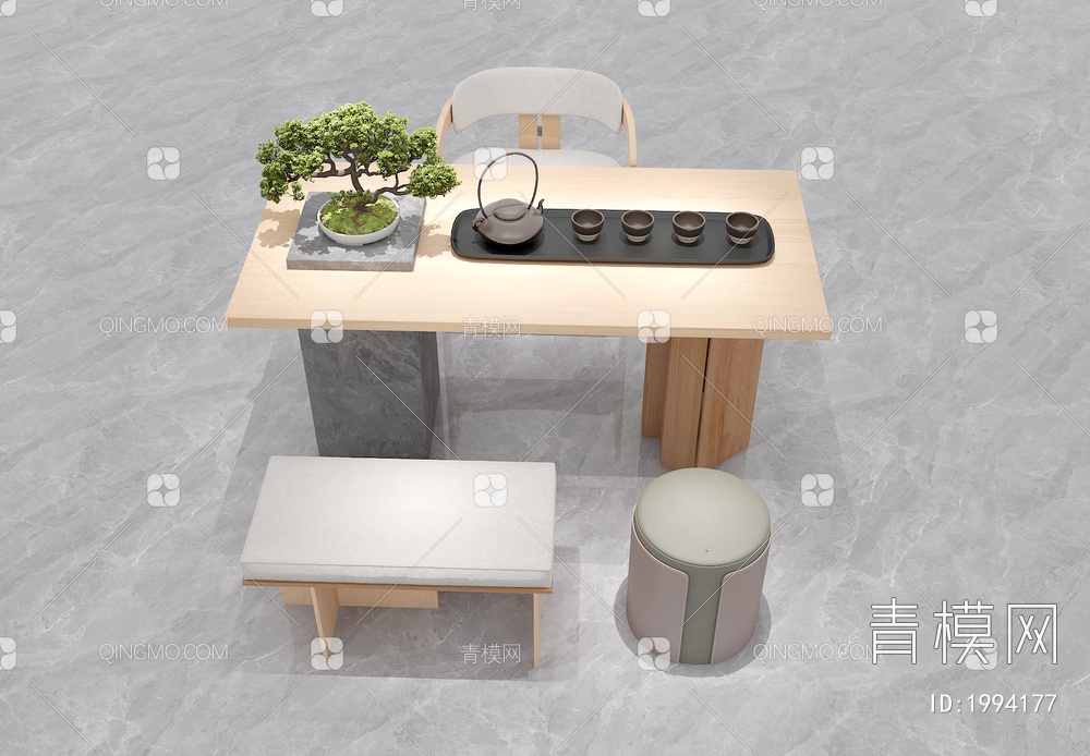 茶桌椅组合3D模型下载【ID:1994177】