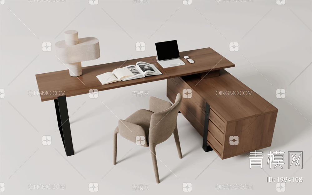 实木，书桌，班台3D模型下载【ID:1994108】