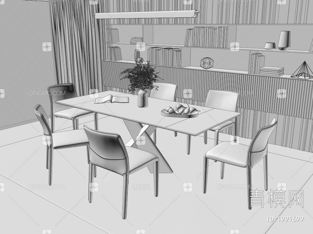 餐桌椅组合3D模型下载【ID:1991699】