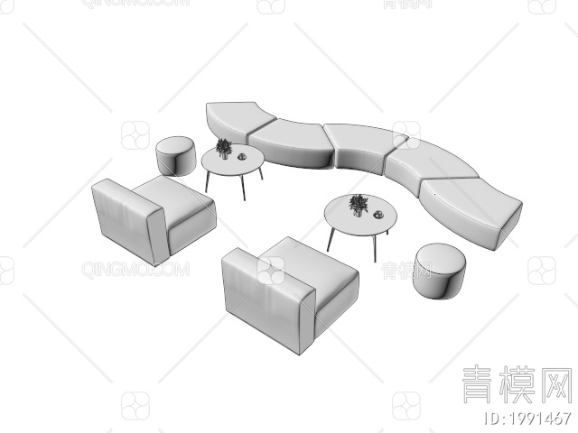 办公组合沙发3D模型下载【ID:1991467】