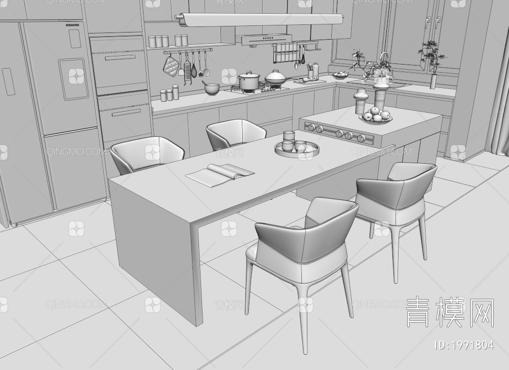 开放式厨房3D模型下载【ID:1991804】