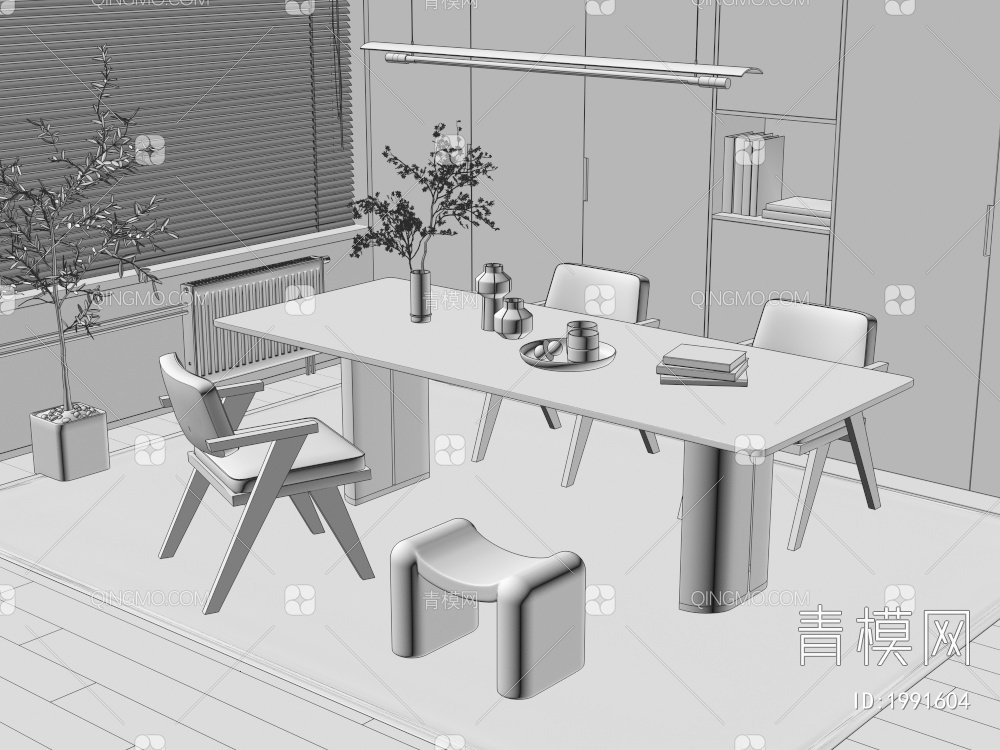 餐桌椅组合3D模型下载【ID:1991604】