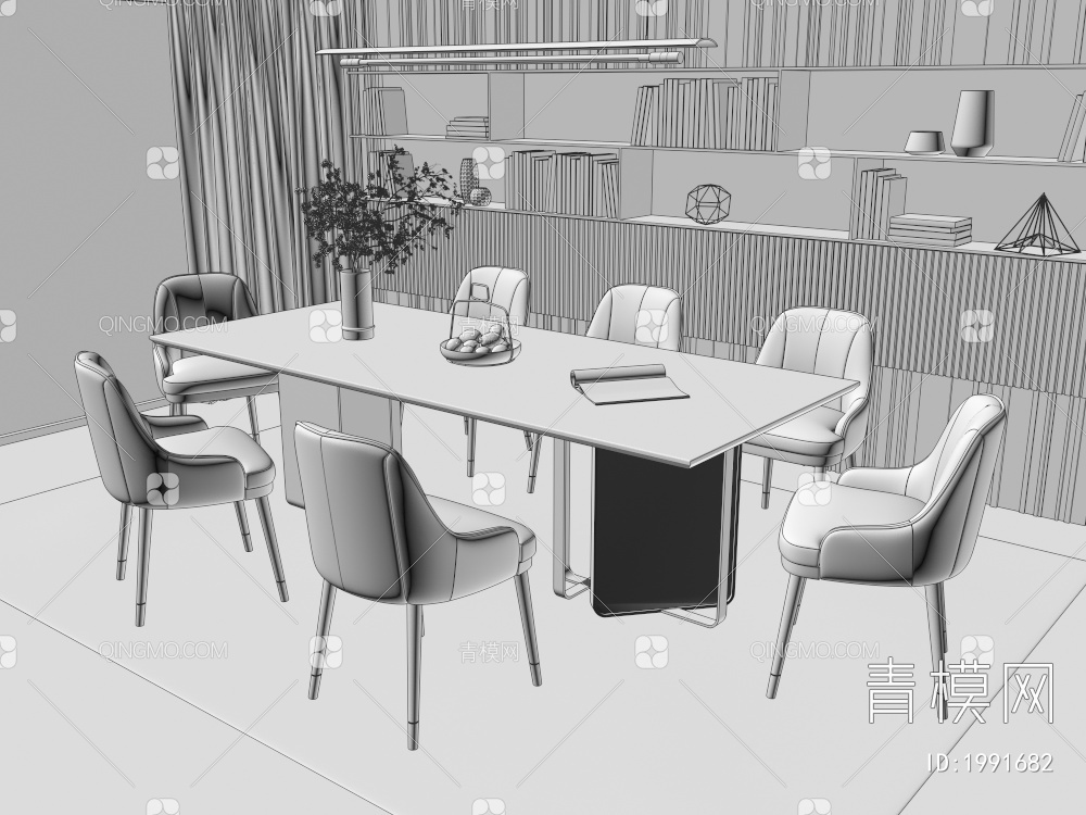 餐桌椅组合3D模型下载【ID:1991682】