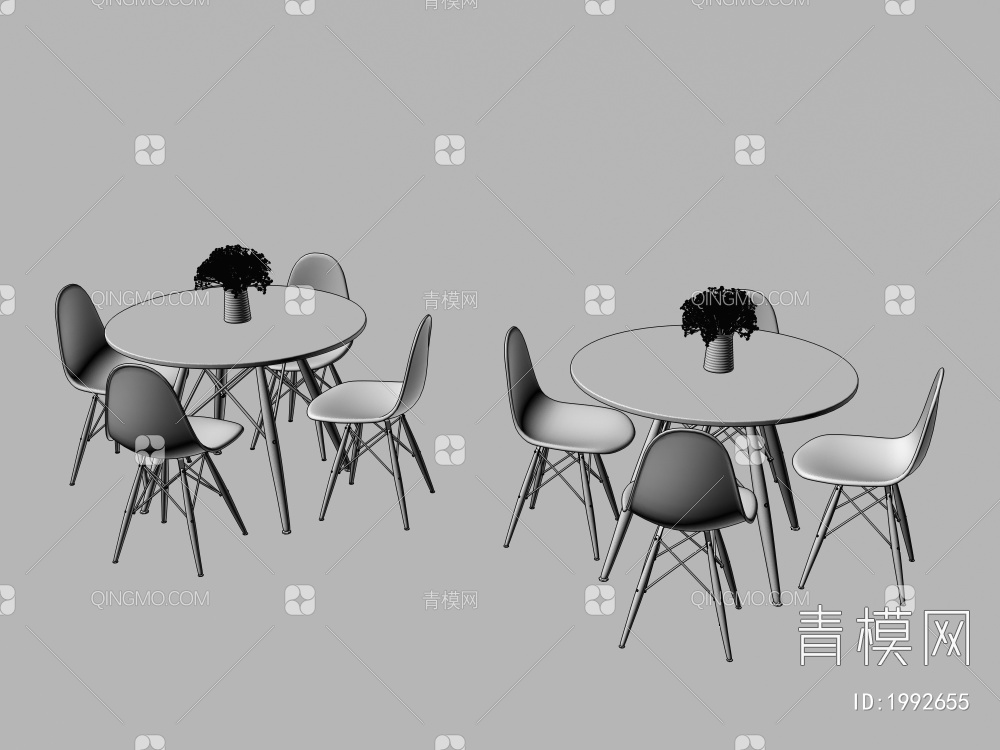 餐桌椅组合   洽谈桌椅 休闲桌椅3D模型下载【ID:1992655】