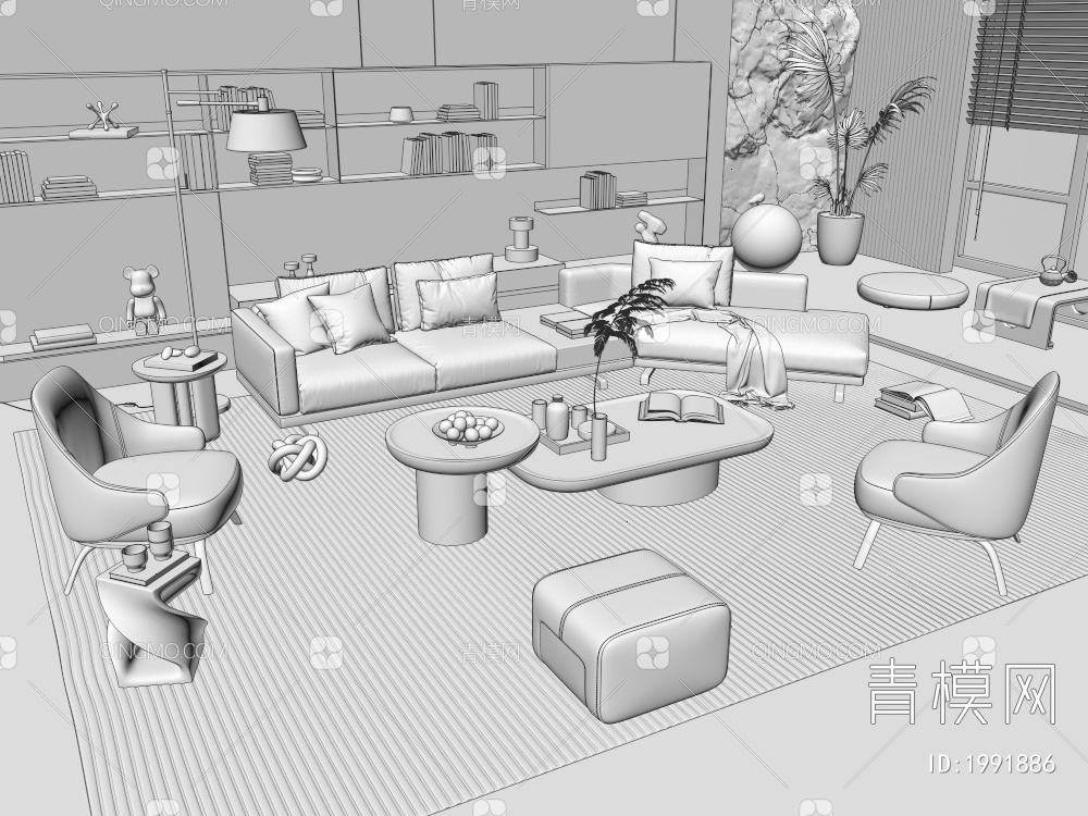 Minotti沙发茶几组合3D模型下载【ID:1991886】