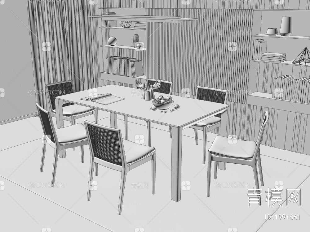 餐桌椅组合3D模型下载【ID:1991661】