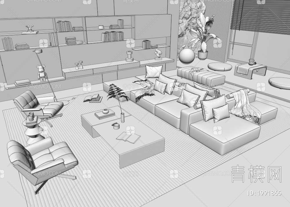 米洛提Minotti沙发茶几组合3D模型下载【ID:1991865】