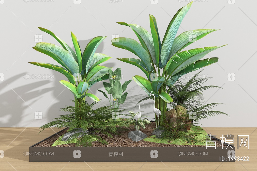 植物组合 芭蕉树 景观小品 天井景观3D模型下载【ID:1993422】