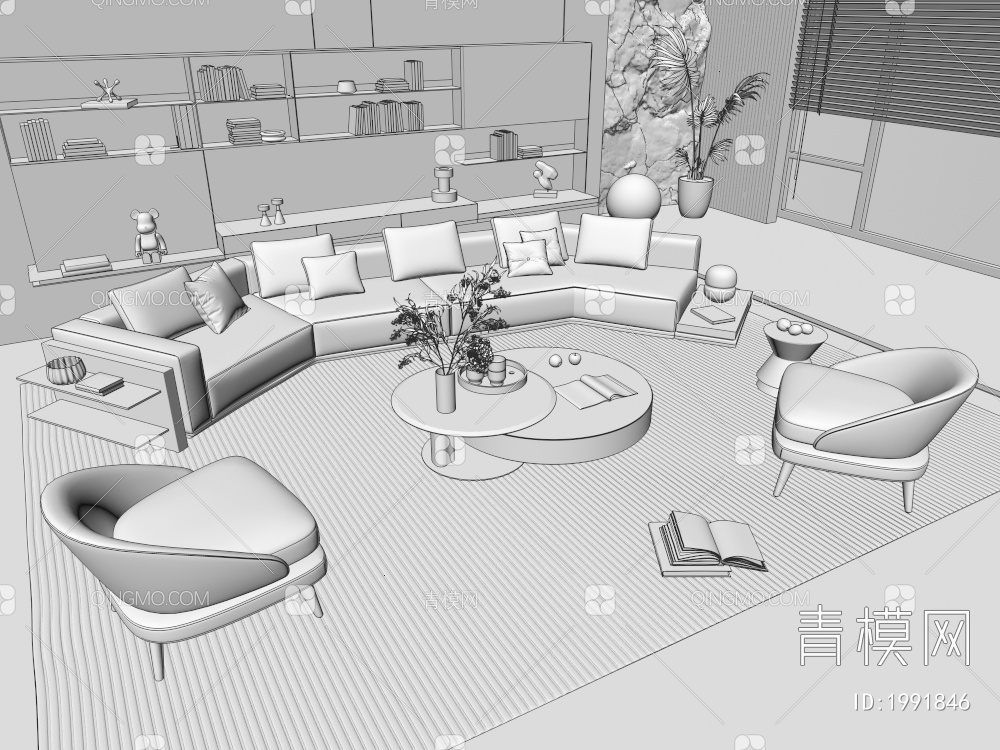 Minotti沙发茶几组合3D模型下载【ID:1991846】