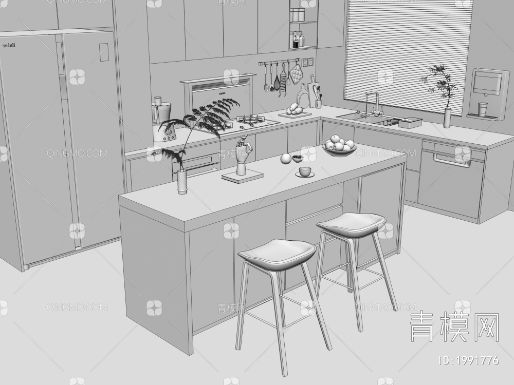 开放式厨房3D模型下载【ID:1991776】