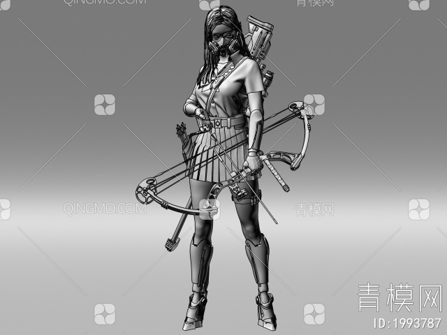 弓箭手 美少女 角色扮演 美女 人物3D模型下载【ID:1993787】
