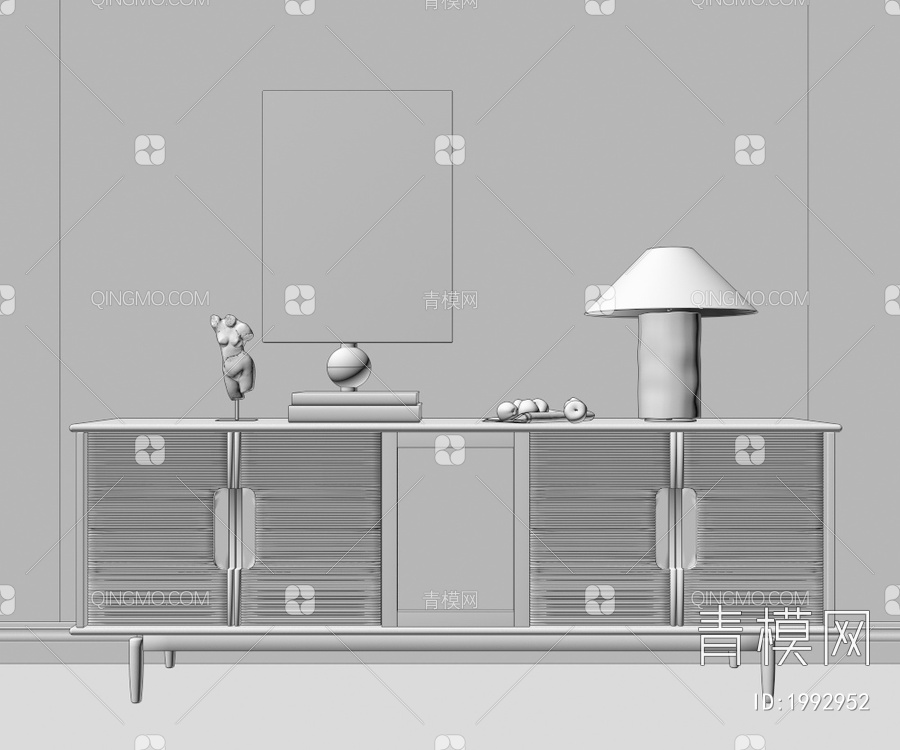 实木，边柜，装饰柜，玄关柜3D模型下载【ID:1992952】