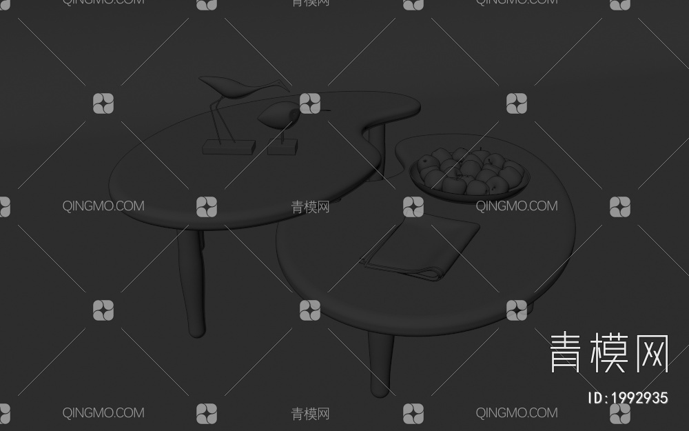 实木，几何，子母，茶几3D模型下载【ID:1992935】