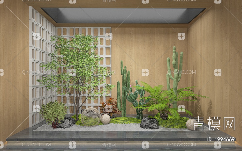 植物组合 植物堆 天井景观 景观小品3D模型下载【ID:1994669】