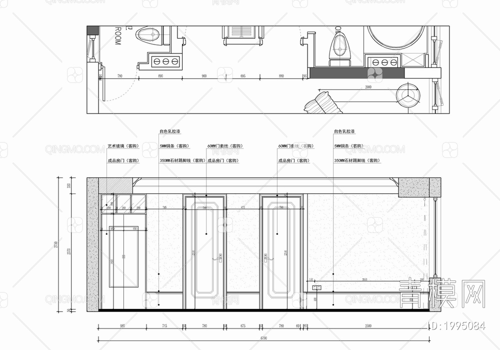 95㎡两居室家装公寓样板间施工图  家装 私宅 样板间 公寓 平层【ID:1995084】