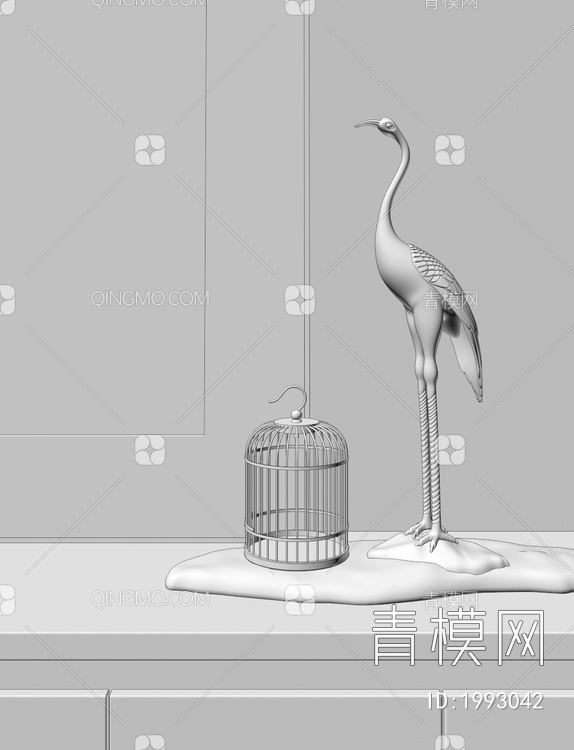 鹤雕塑摆件3D模型下载【ID:1993042】