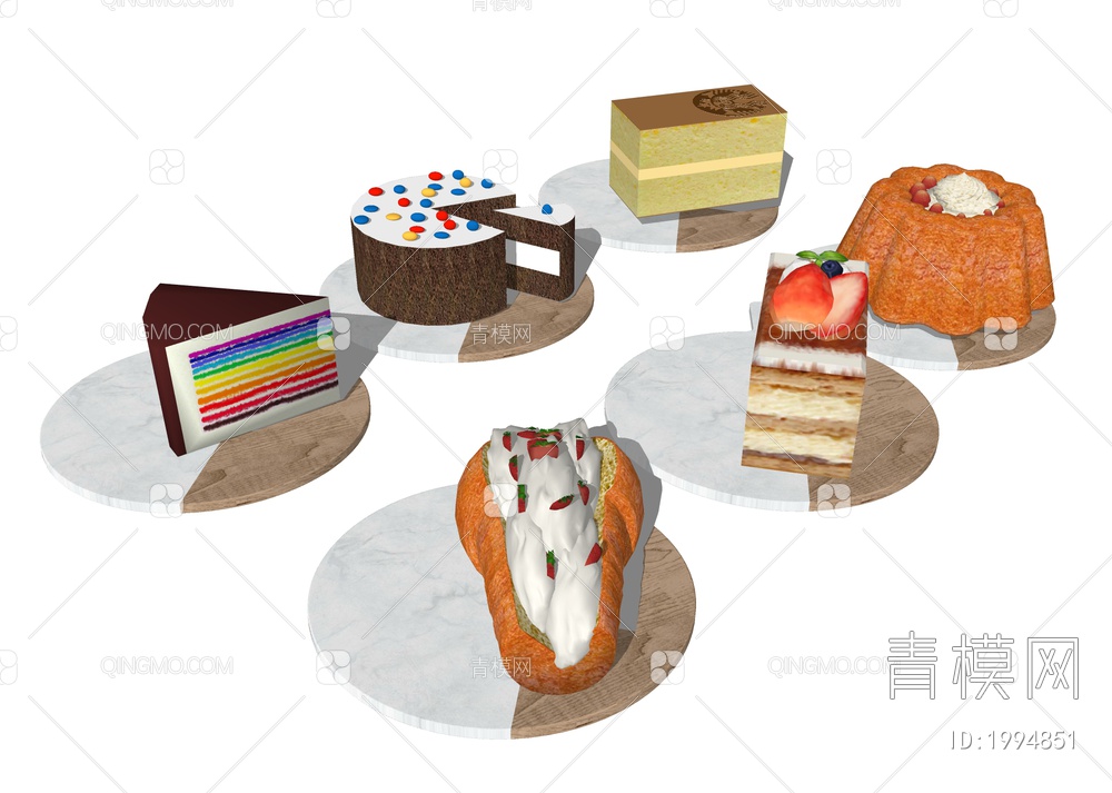 甜点糕点 蛋糕面包SU模型下载【ID:1994851】