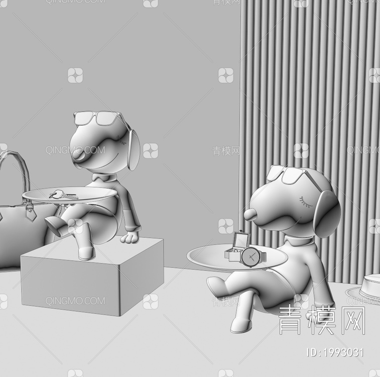 托盘雕塑摆件3D模型下载【ID:1993031】