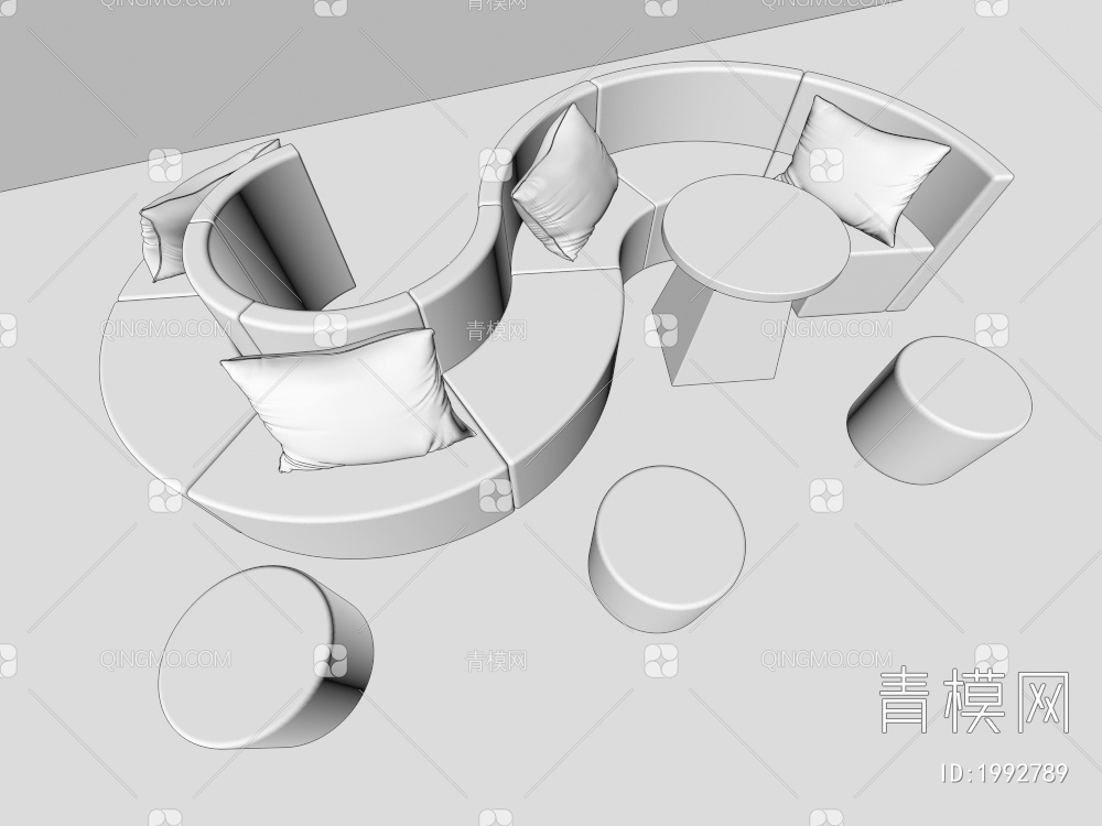 异形沙发组合3D模型下载【ID:1992789】