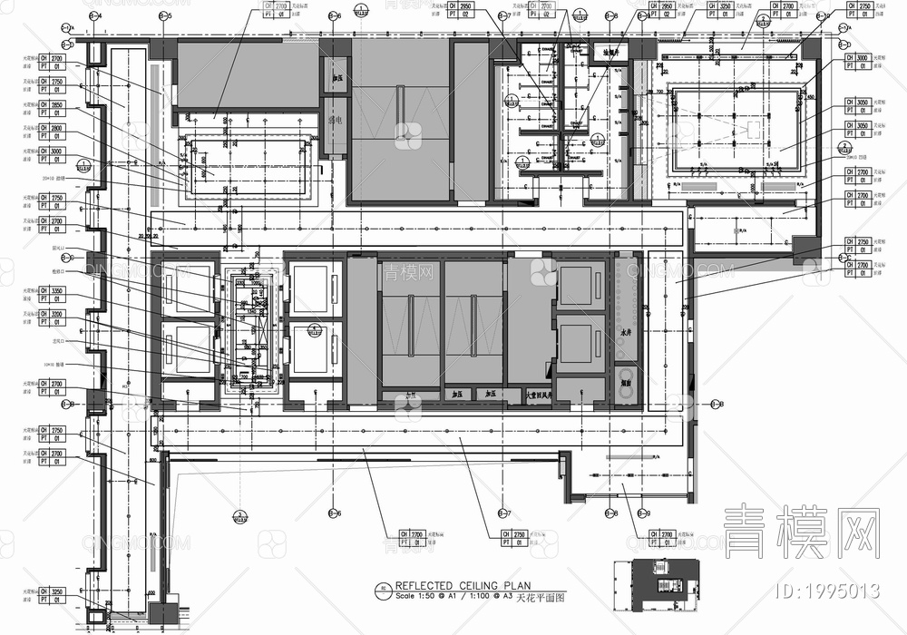 培训室会议室及公区走道施工图  会议中心 多功能室 学术报告厅 小会议室 走廊 休息区【ID:1995013】