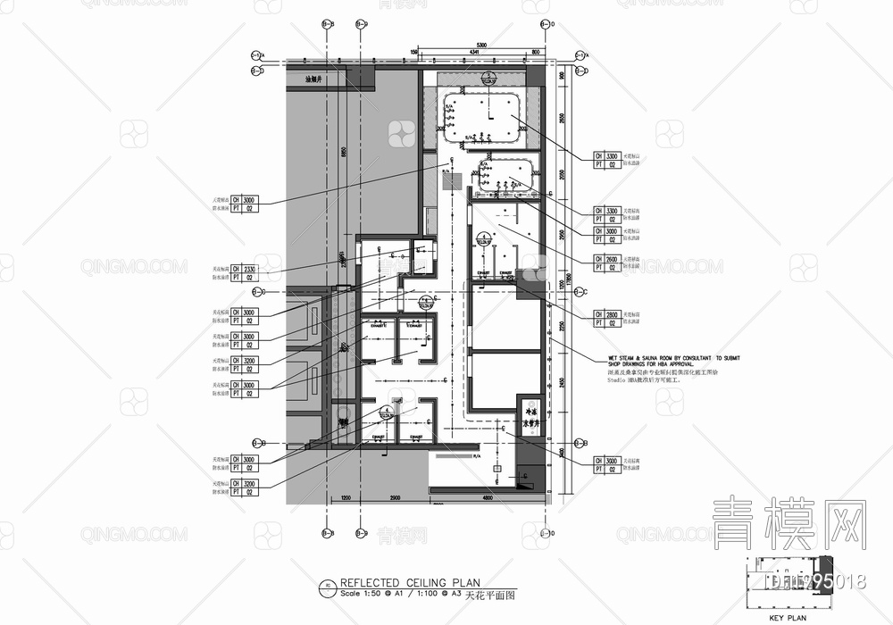 健身房游泳池更衣室康体SPA会所施工图  健身房 游泳池 更衣室 养生会所 休闲娱乐 SAP 桑拿房 汗蒸房【ID:1995018】