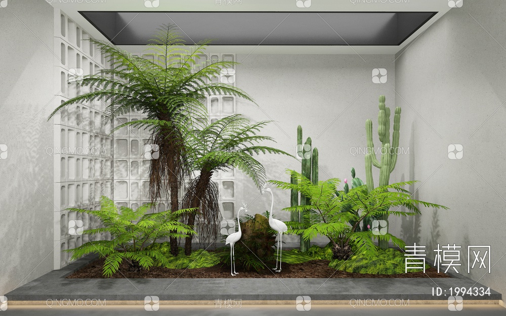 植物组合 植物堆 天井景观 景观小品3D模型下载【ID:1994334】
