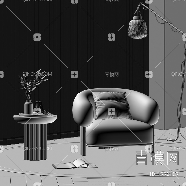 休闲单人沙发3D模型下载【ID:1993129】