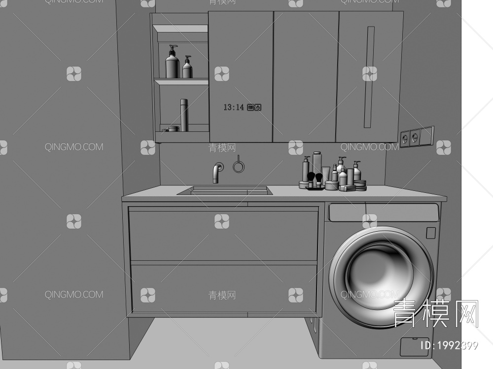 卫浴柜 生活家电 洗衣机3D模型下载【ID:1992399】