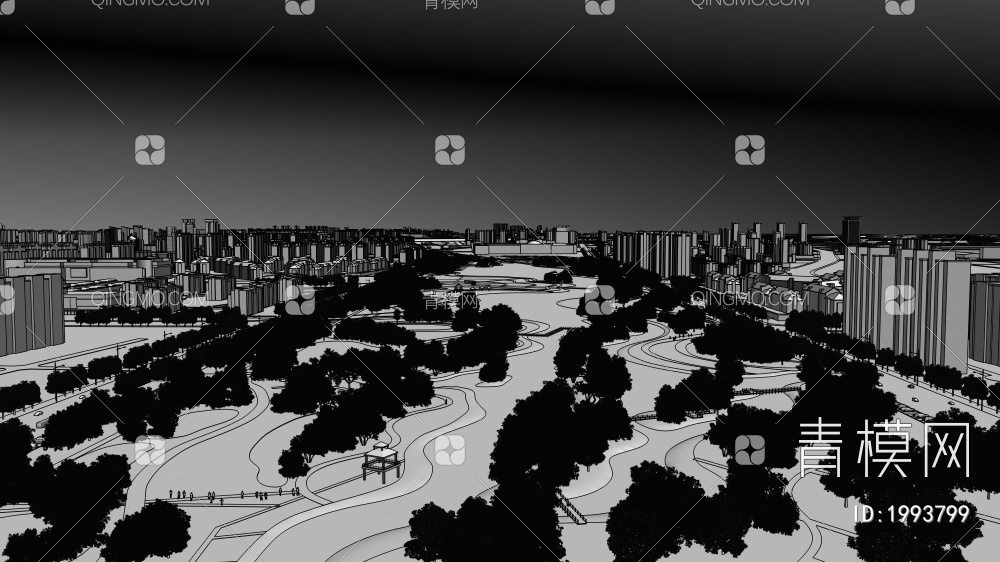 城市中央公园3D模型下载【ID:1993799】