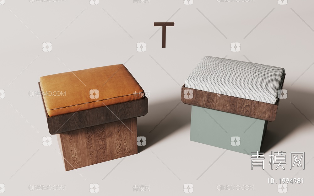 实木，垫子，床尾凳，换鞋凳，凳子3D模型下载【ID:1994981】