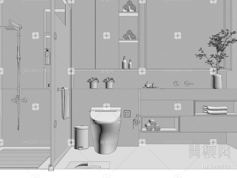 卫生间 生活家装 卫浴生活用品3D模型下载【ID:1994179】
