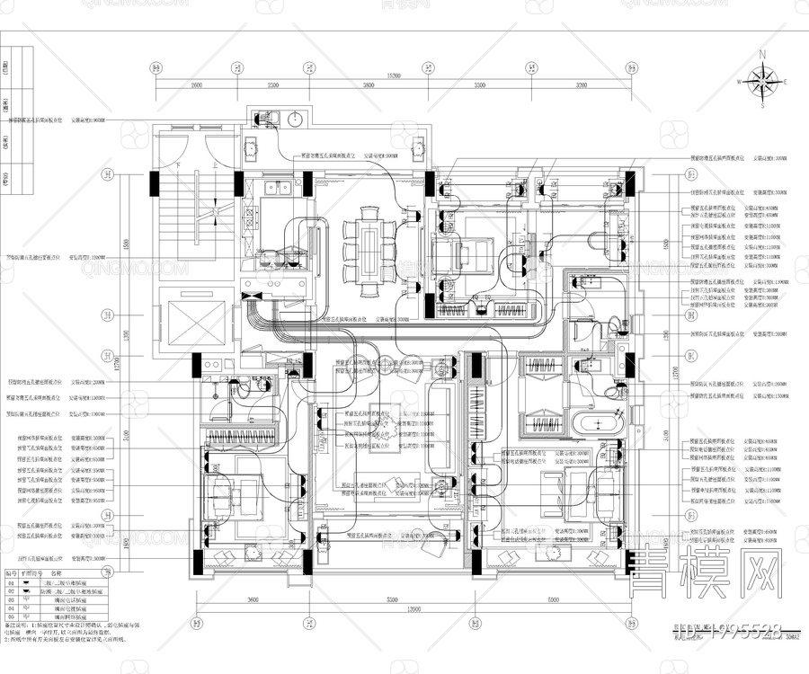 水电点位布局及开关、插座、灯具合集【ID:1995528】