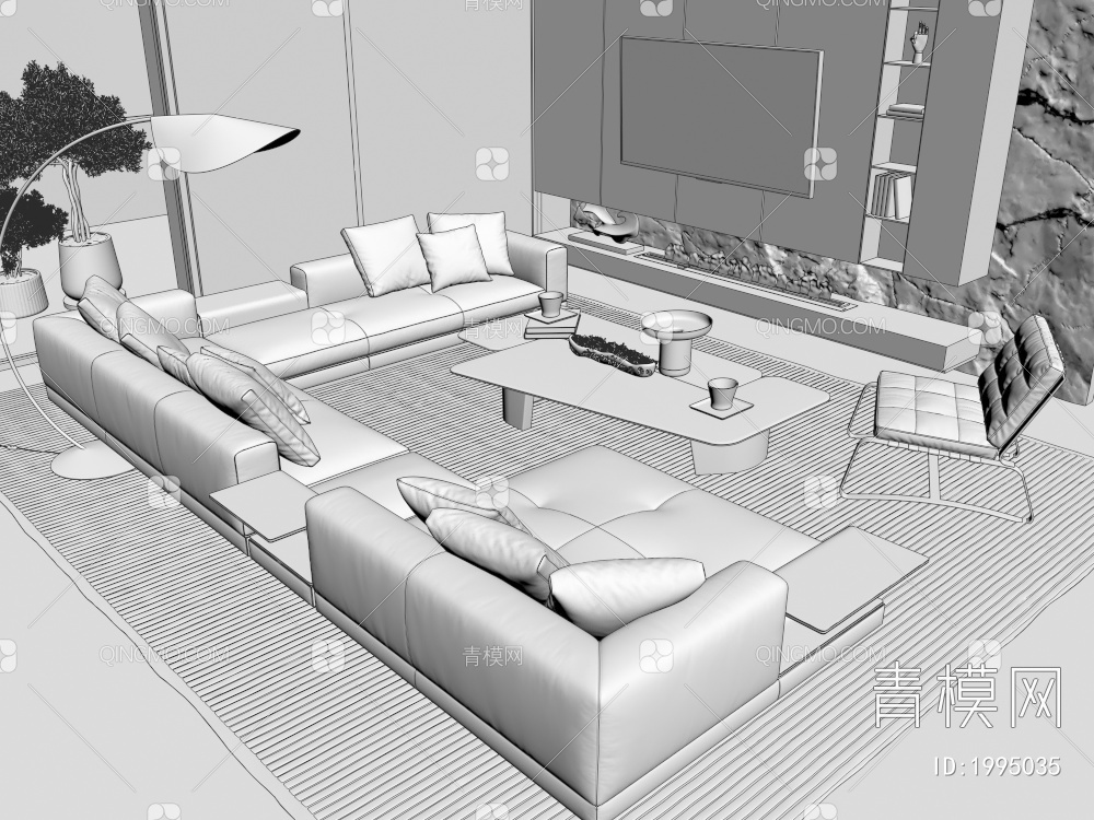 Minotti沙发茶几组合3D模型下载【ID:1995035】