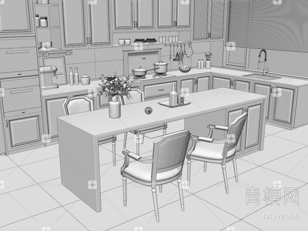 开放式厨房3D模型下载【ID:1991605】