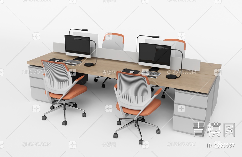 公共办公桌椅3D模型下载【ID:1995537】