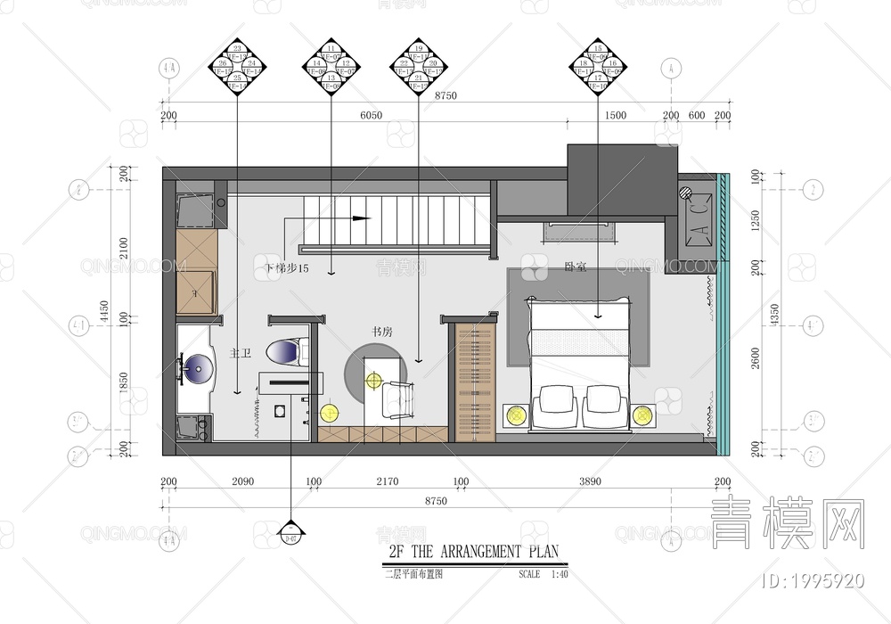 76㎡跃层公寓家装样板房室内施工图   家装 跃层 私宅 公寓 样板房【ID:1995920】