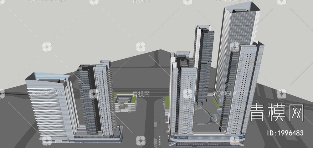 城市综合体SU模型下载【ID:1996483】
