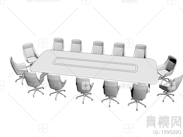 会议桌椅3D模型下载【ID:1995690】