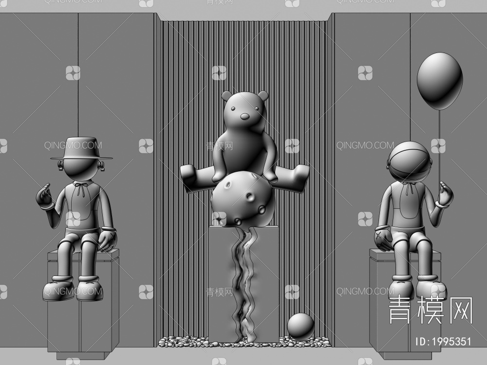 卡通雕塑 潮玩 公仔 玩偶饰品摆件3D模型下载【ID:1995351】