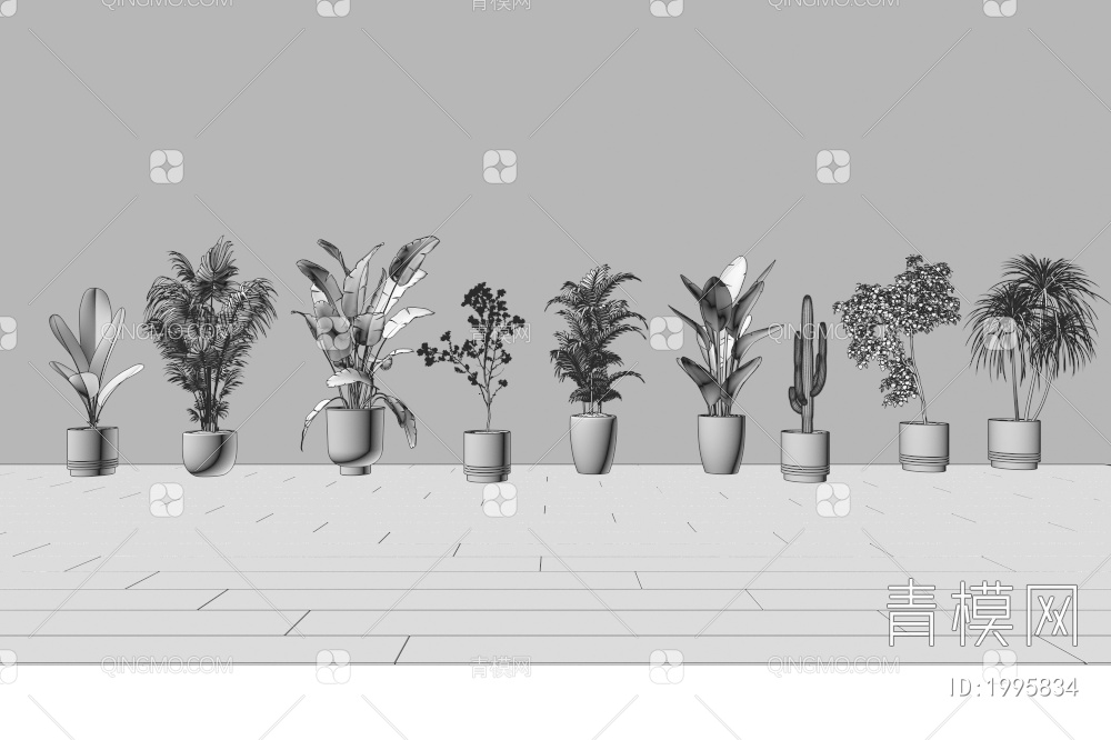 绿植盆栽组合3D模型下载【ID:1995834】