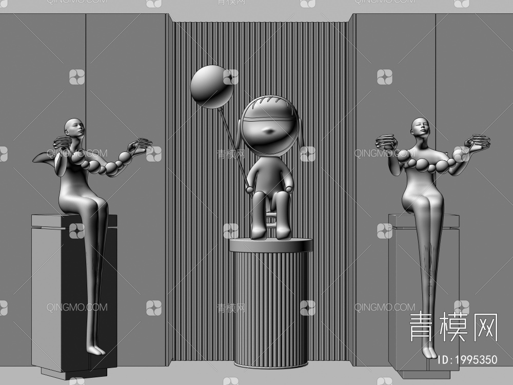 卡通雕塑 潮玩 公仔 玩偶饰品摆件3D模型下载【ID:1995350】