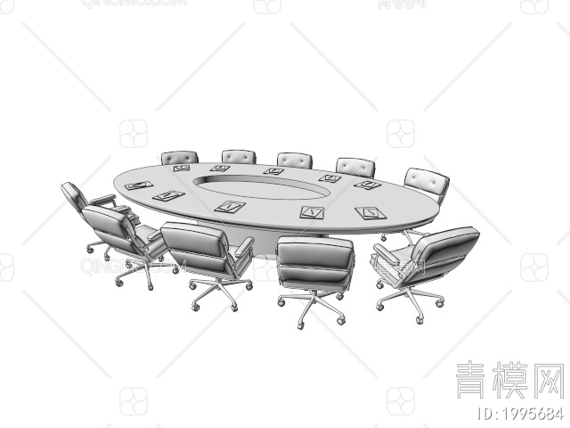 会议桌椅3D模型下载【ID:1995684】