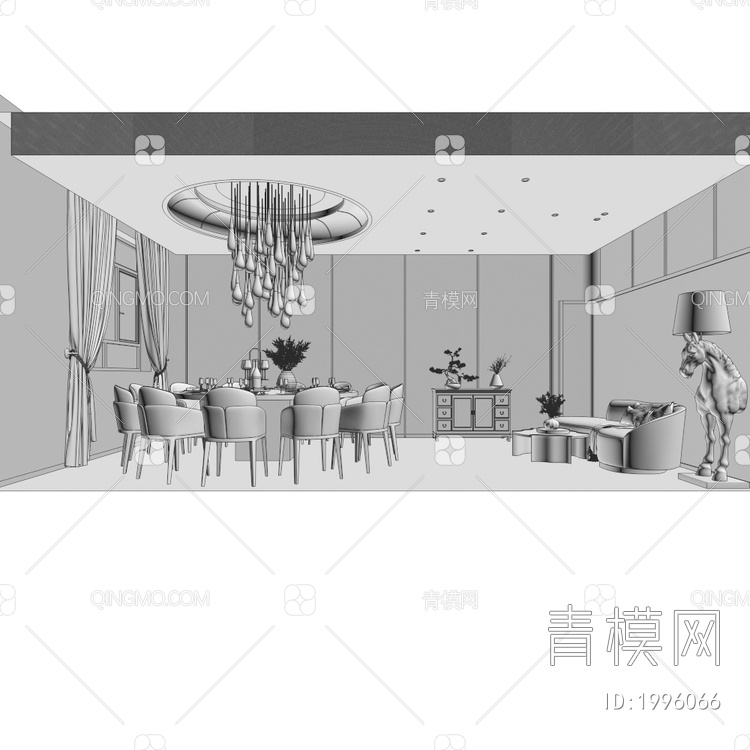 餐厅包厢3D模型下载【ID:1996066】