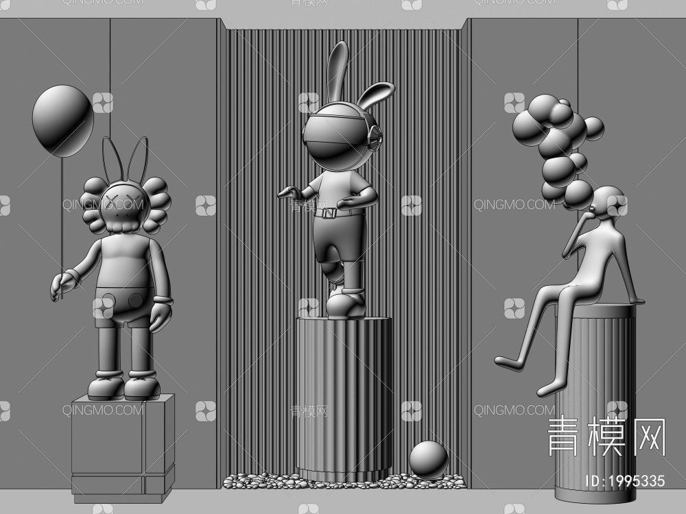 卡通雕塑 潮玩 公仔 玩偶饰品摆件3D模型下载【ID:1995335】