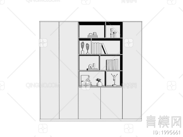 办公装饰柜 书柜3D模型下载【ID:1995661】